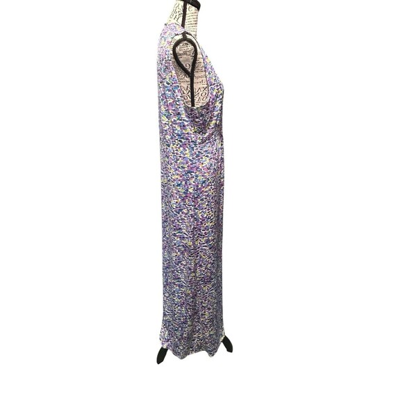 Madmazelle Lavender Abstract Print Empire Waist Maxi Dress Size Large Whimsical - Picture 3 of 9